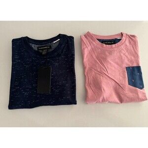 Silver Jeans Co. Boy's tee shirt marine pink Stripe Knit Crewneck 100% cotton 7